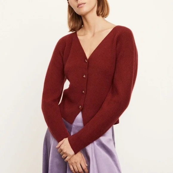 Vince Sweaters Vince Ribbed Open Neck Cashmere Cardigan
